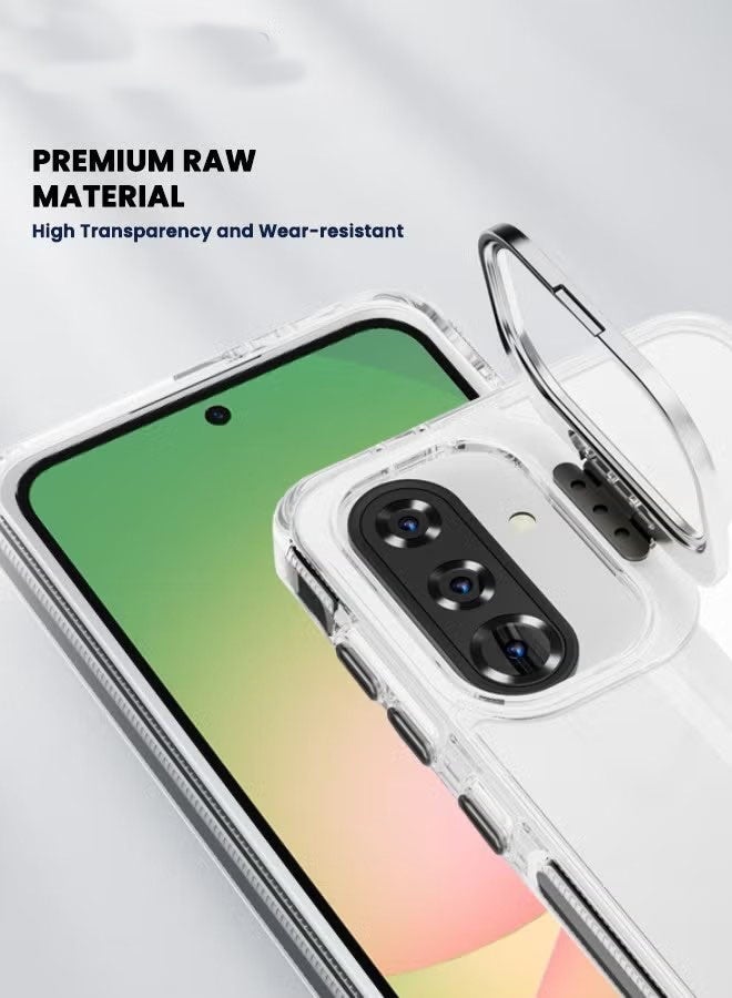 جراب سامسونج جالاكسي A56 5G مع حامل حلقي للكاميرا، [مضاد للصدمات والسقوط] [مضاد للخدش والانزلاق] [لا يصفر] جراب صلب كلاسيكي مزود بحامل لهاتف سامسونج A56 مقاس 6.7 بوصة - Image 2